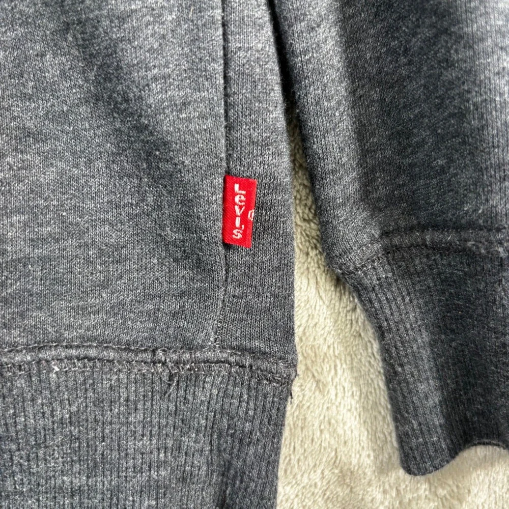 VTG Levi's Batwing Logo Hoodie Mens XXL Charcoal Grey Fleece Pullover Graphic